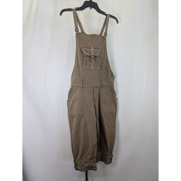 Guess Capri Overalls Y2K Brown Olive Khaki Size Medium Steampunk RARE (L04) - Picture 1 of 9